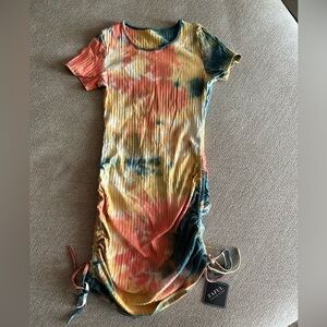 NWT Zaful tie dye, side tie, ribbed dress. Size small, good quality.